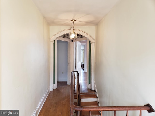 hallway featuring dark hardwood / wood-style flooring