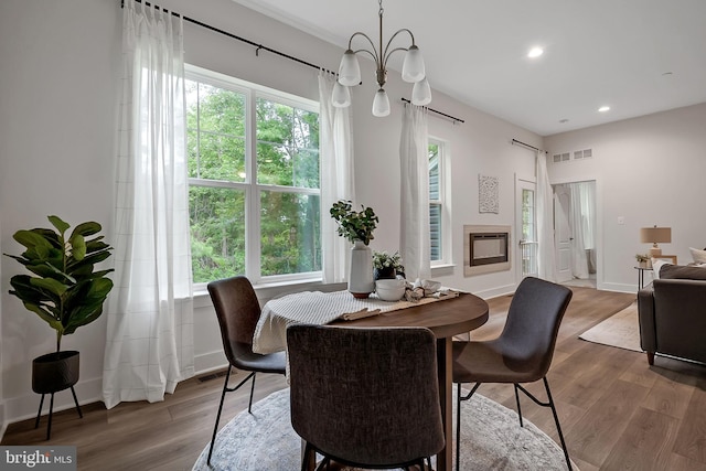 11 Rocky Green Ln, Gettysburg, PA 17325 - dining space with wood finished floors, healthy amount of natural light, recessed lighting, a chandelier, and baseboards
