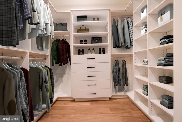 walk in closet featuring light wood-type flooring