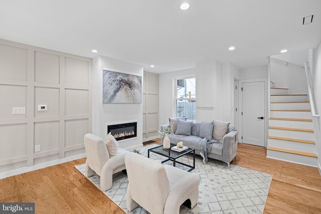 living room featuring light hardwood / wood-style floors