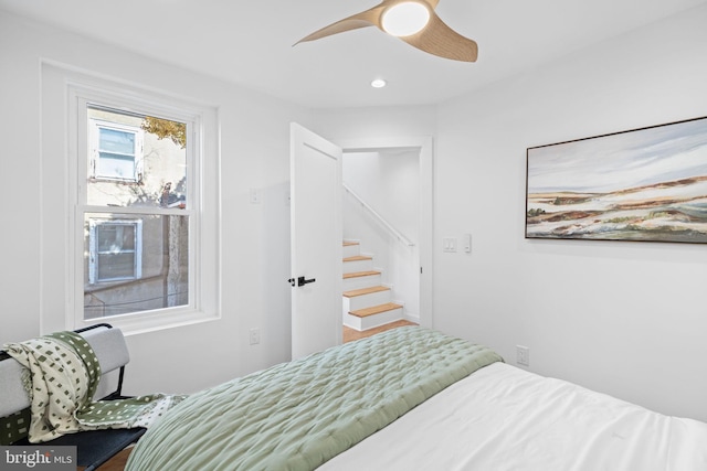 bedroom featuring ceiling fan