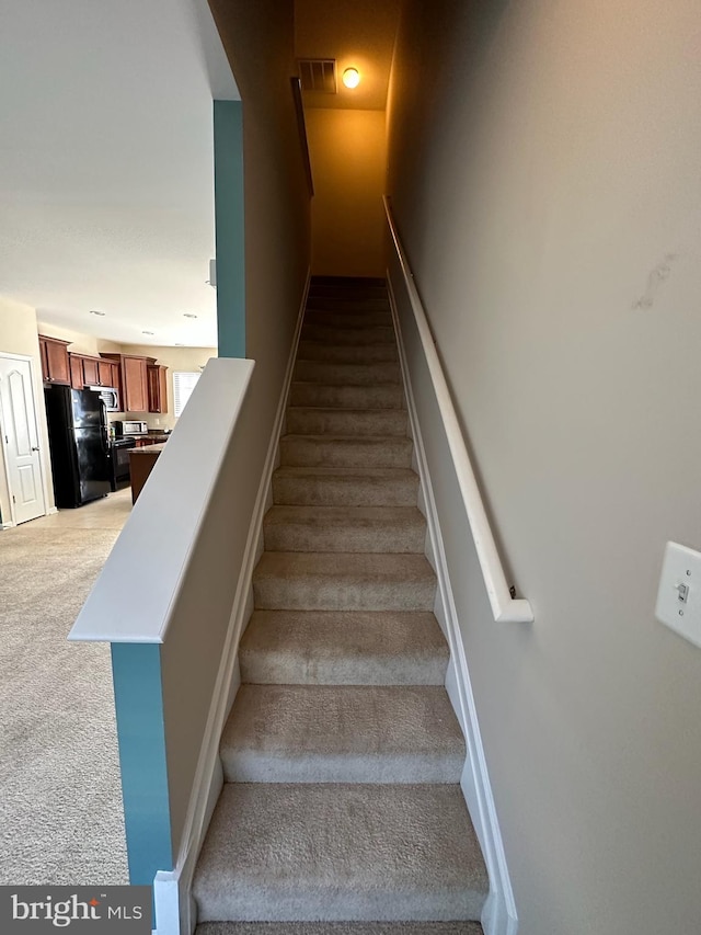 stairs with carpet floors