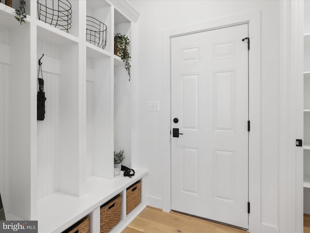 mudroom featuring light hardwood / wood-style floors