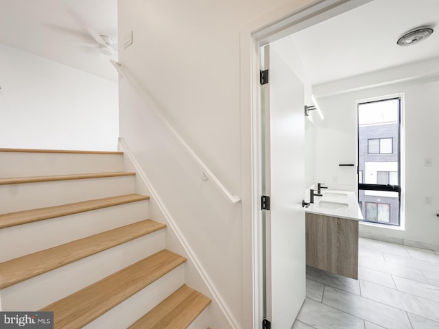 1607 Germantown Ave, Philadelphia, PA 19122 - stairway featuring tile patterned flooring