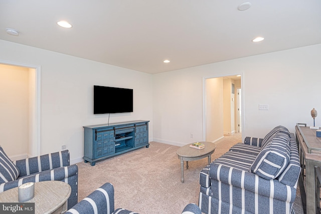 living room with light carpet