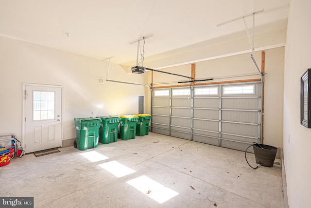 garage with a garage door opener