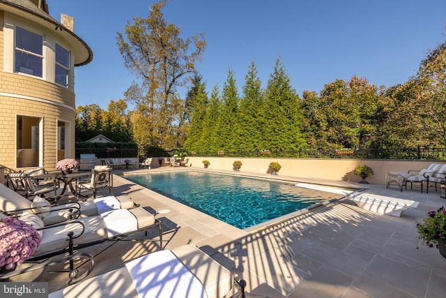 view of pool featuring a patio and area for grilling