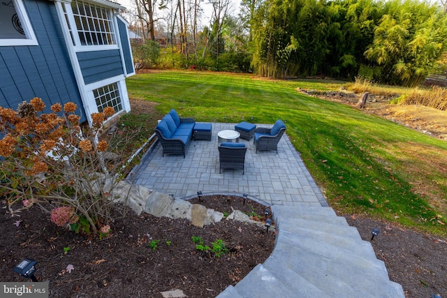 view of patio featuring an outdoor hangout area