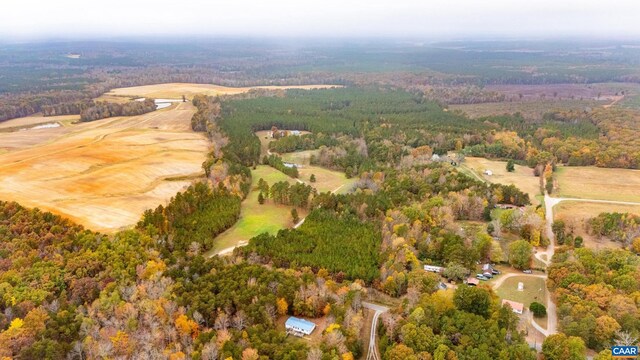 birds eye view of property featuring a rural view