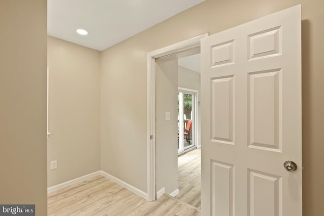 hall featuring light hardwood / wood-style flooring