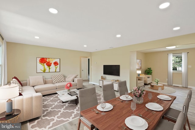 dining room with light hardwood / wood-style floors