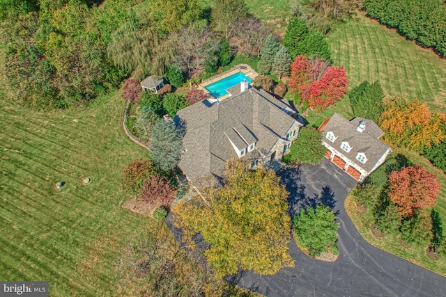 drone / aerial view featuring a rural view