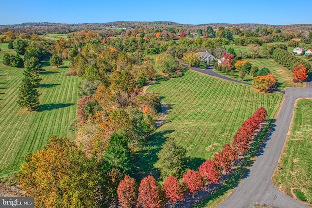 drone / aerial view with a rural view