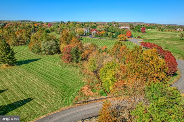 drone / aerial view with a rural view