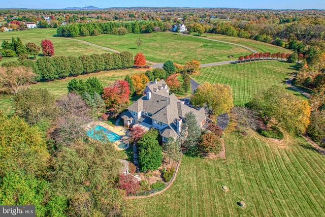 drone / aerial view with a rural view