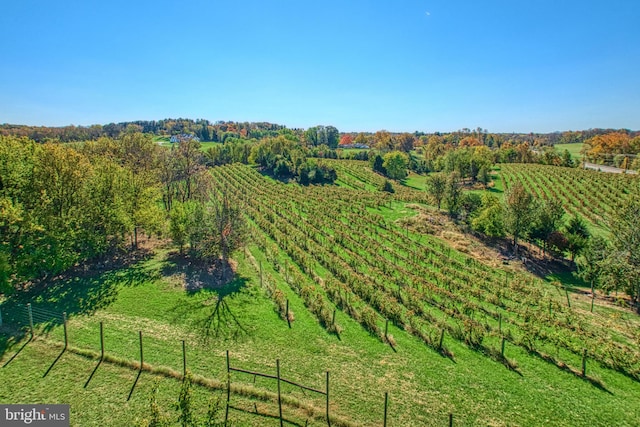 aerial view with a rural view