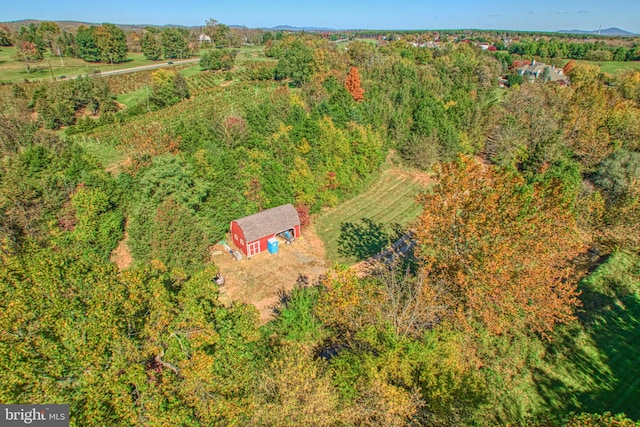 birds eye view of property featuring a rural view