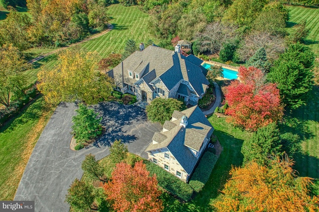 drone / aerial view with a rural view