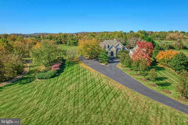 aerial view featuring a rural view