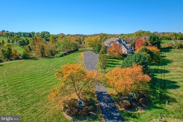 aerial view with a rural view