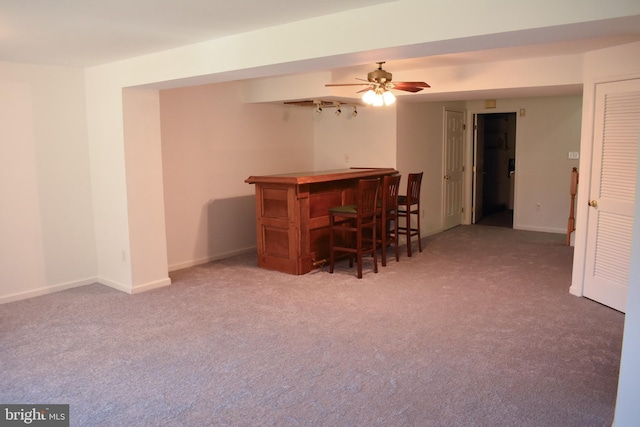 162 Liberty Way, Deptford, NJ 08096 - dining area with a dry bar, light colored carpet, a ceiling fan, and baseboards