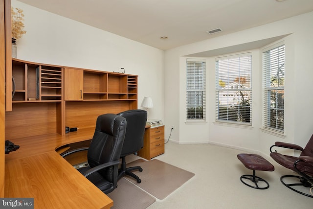 view of carpeted office space