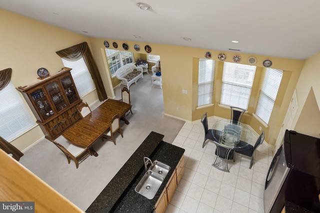 living room featuring sink