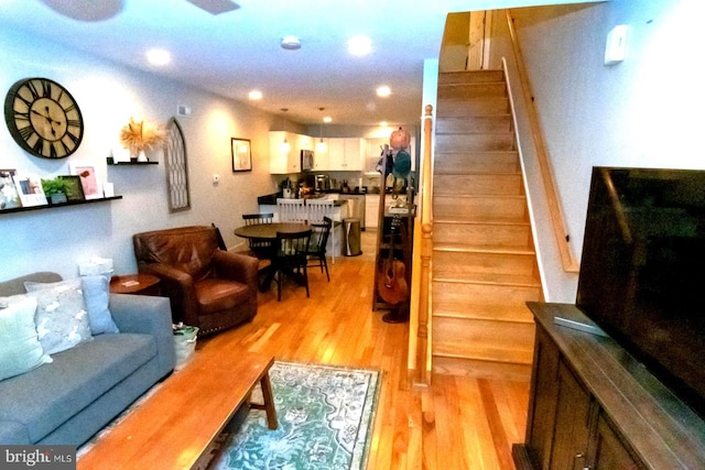 living room featuring light hardwood / wood-style flooring