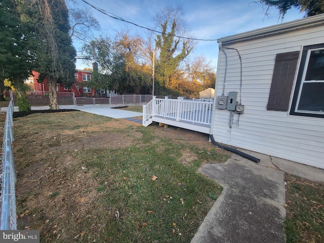 view of yard featuring a deck