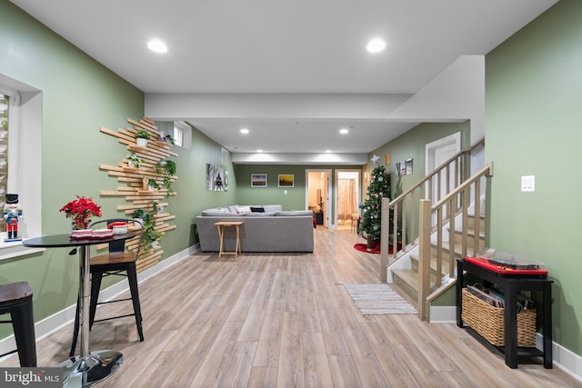 living room featuring light wood-type flooring