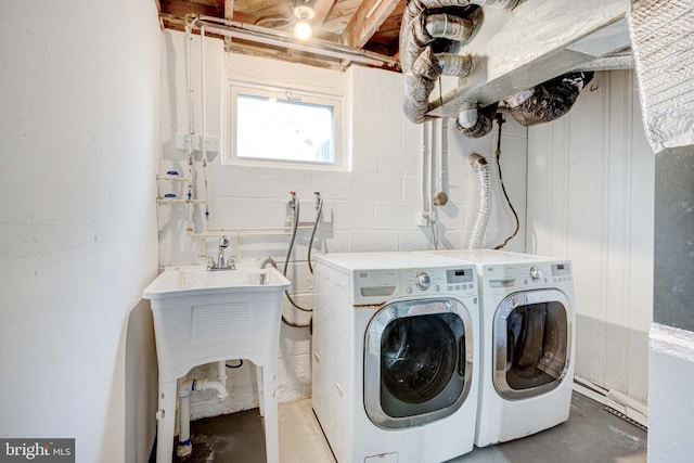 laundry room with independent washer and dryer