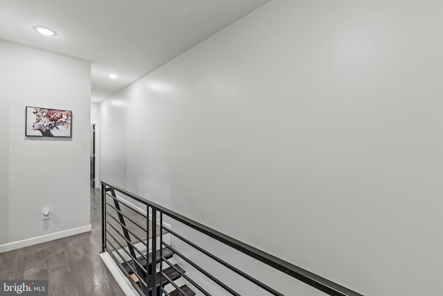 6127 Lebanon Ave, Philadelphia, PA 19151 - hall with an upstairs landing, wood finished floors, recessed lighting, and baseboards