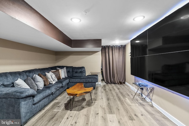 living room with light hardwood / wood-style floors