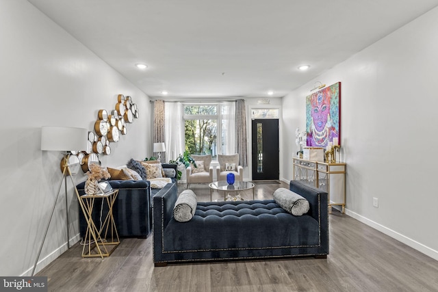 6127 Lebanon Ave, Philadelphia, PA 19151 - living area featuring wood finished floors, baseboards, and recessed lighting