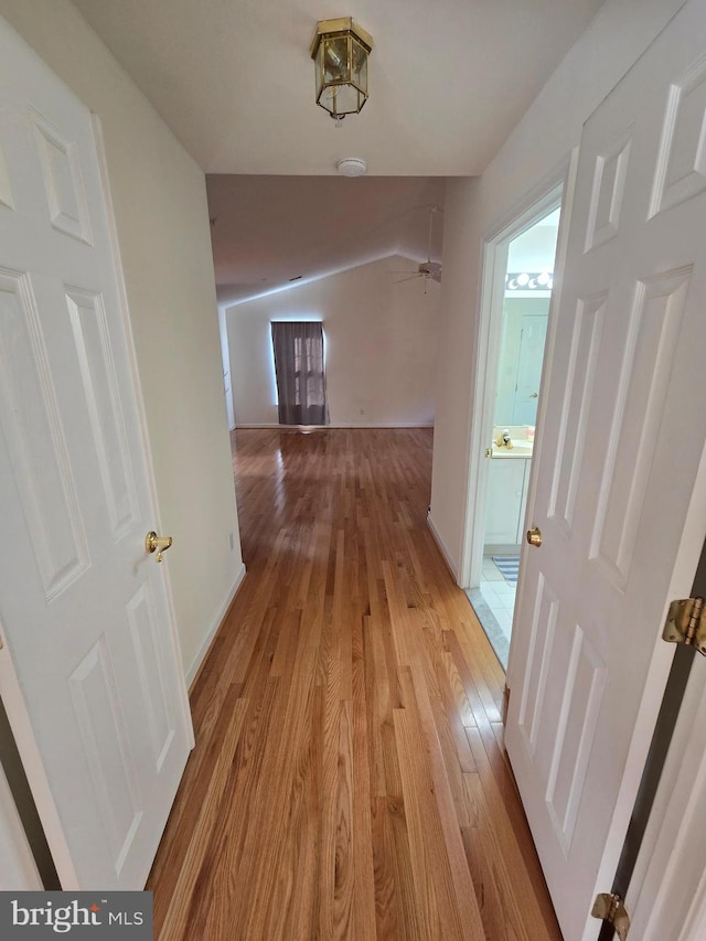 corridor featuring light hardwood / wood-style floors