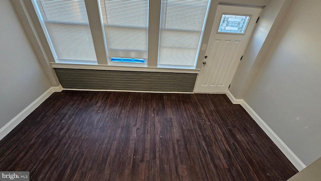 entryway with dark wood-type flooring