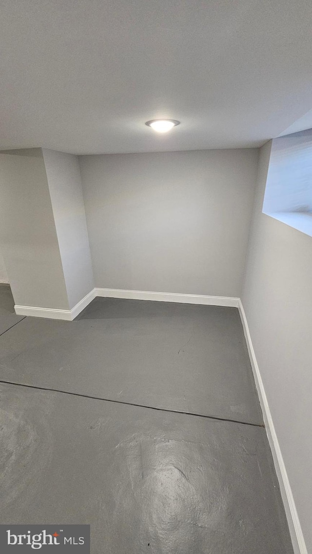 basement with a textured ceiling