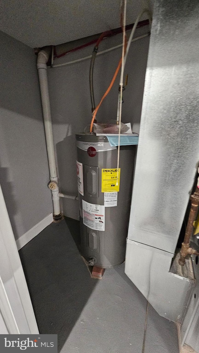 utility room with electric water heater