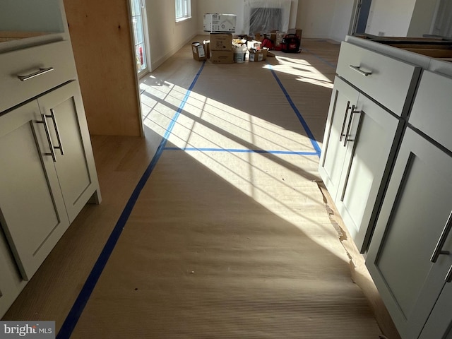 hall featuring light wood-type flooring