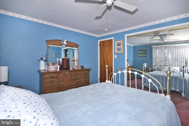 bedroom featuring ceiling fan