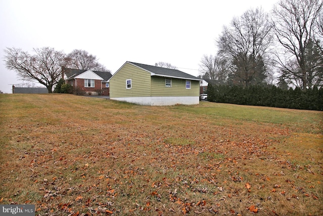 view of property exterior featuring a yard