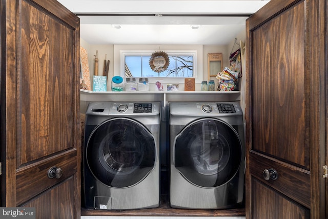 washroom with separate washer and dryer