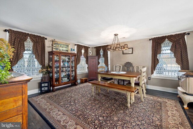 3204 State Route 72, Jonestown, PA 17038 - dining space featuring wood finished floors, a chandelier, and baseboards