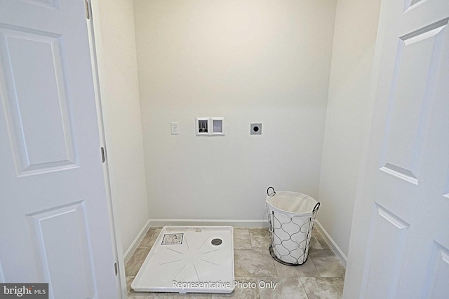 laundry area with electric dryer hookup and hookup for a washing machine