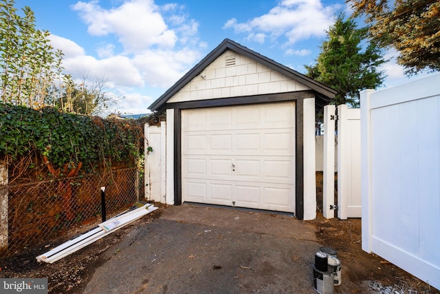 view of garage