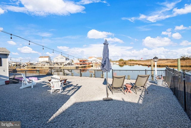 view of yard with a water view