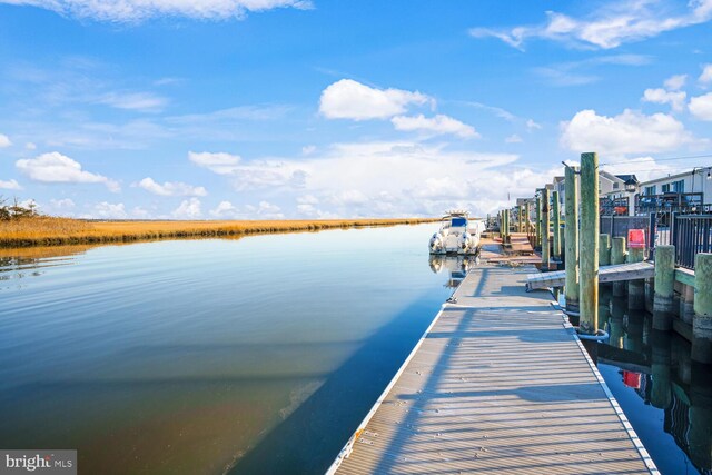 dock area featuring a water view