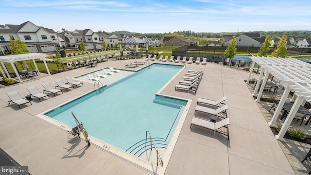 view of swimming pool featuring a patio area, a pergola, and a gazebo