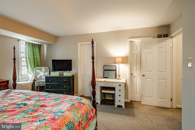 carpeted bedroom featuring a closet