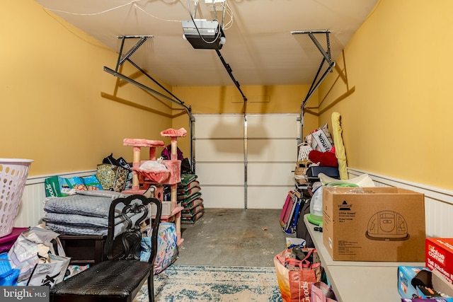 garage with a garage door opener